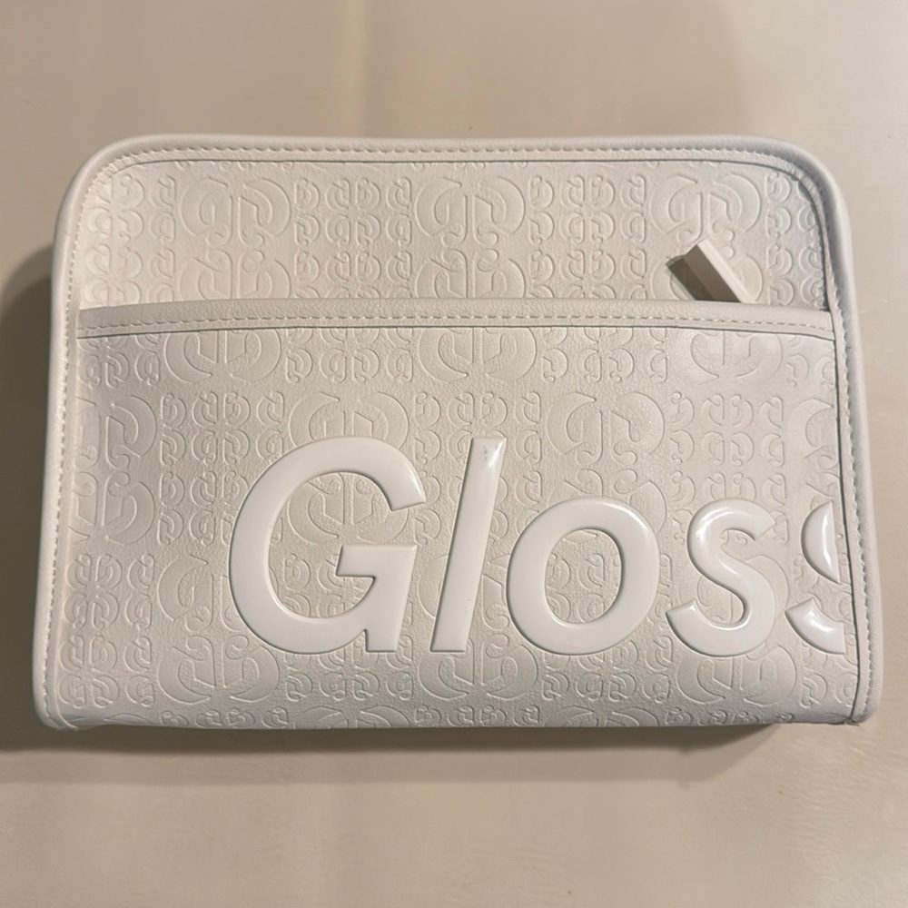 Limited edition Glossier white beauty bag